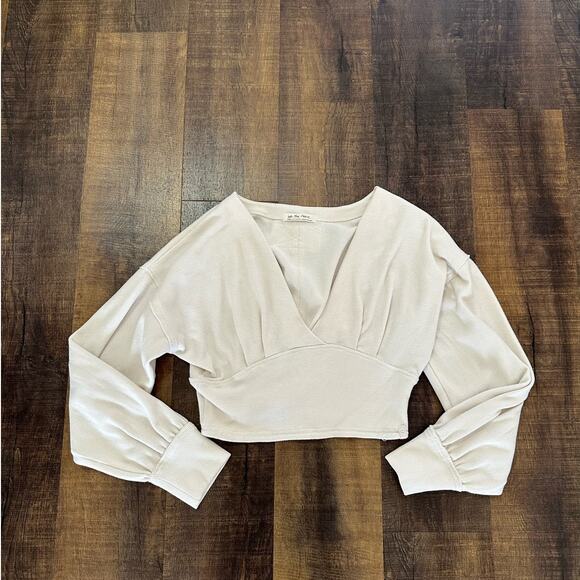 Free People We The Free All Nighter Surplice Crop Top Size Medium - Picture 9 of 9